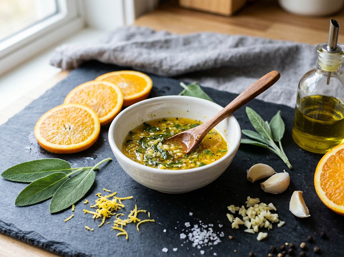 Fruchtige Orangen-Salbei-Marinade